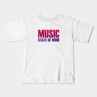 MUSIC STATE OF MIND-Red/Blue Text Kids T-Shirt